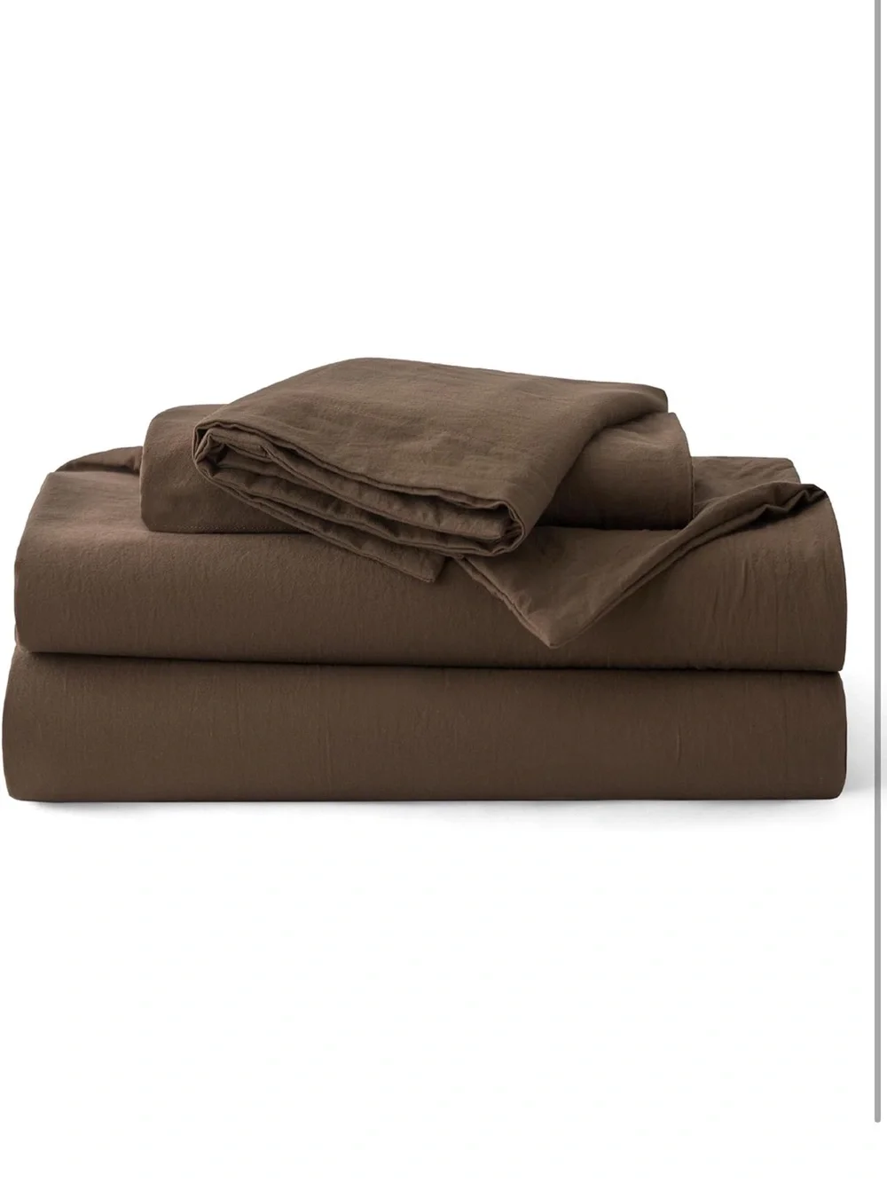 NEW Bedsure 100% Washed Cotton Duvet Cover Set Oversized King - Brown Minimalist
